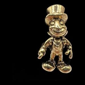 Vintage Disney Jiminy Cricket Figural Lapel Pin Top Hat Umbrella Tuxedo Jewelry